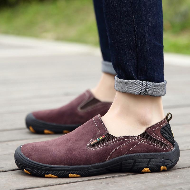 

Autumn and winter velvet warm outdoor foot cover men s light casual men s single shoes large size men s shoes 48 темно-коричневого кольору