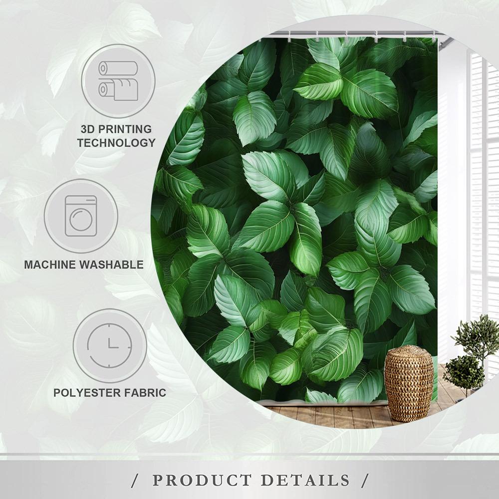Jungle Leaf Shower Curtain - Waterproof,Mildew-Resistant with Lush Tropical Greenery Design for Vibrant and Fresh Bathroom Decor