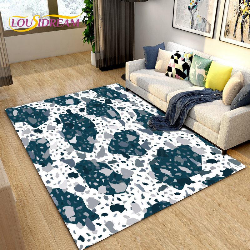 3D Crushed Stone Path Colour Gravel Area Rug Large,Carpet Rug for Living Room Bedroom Sofa Doormat Decoration,Non-slip Floor Mat