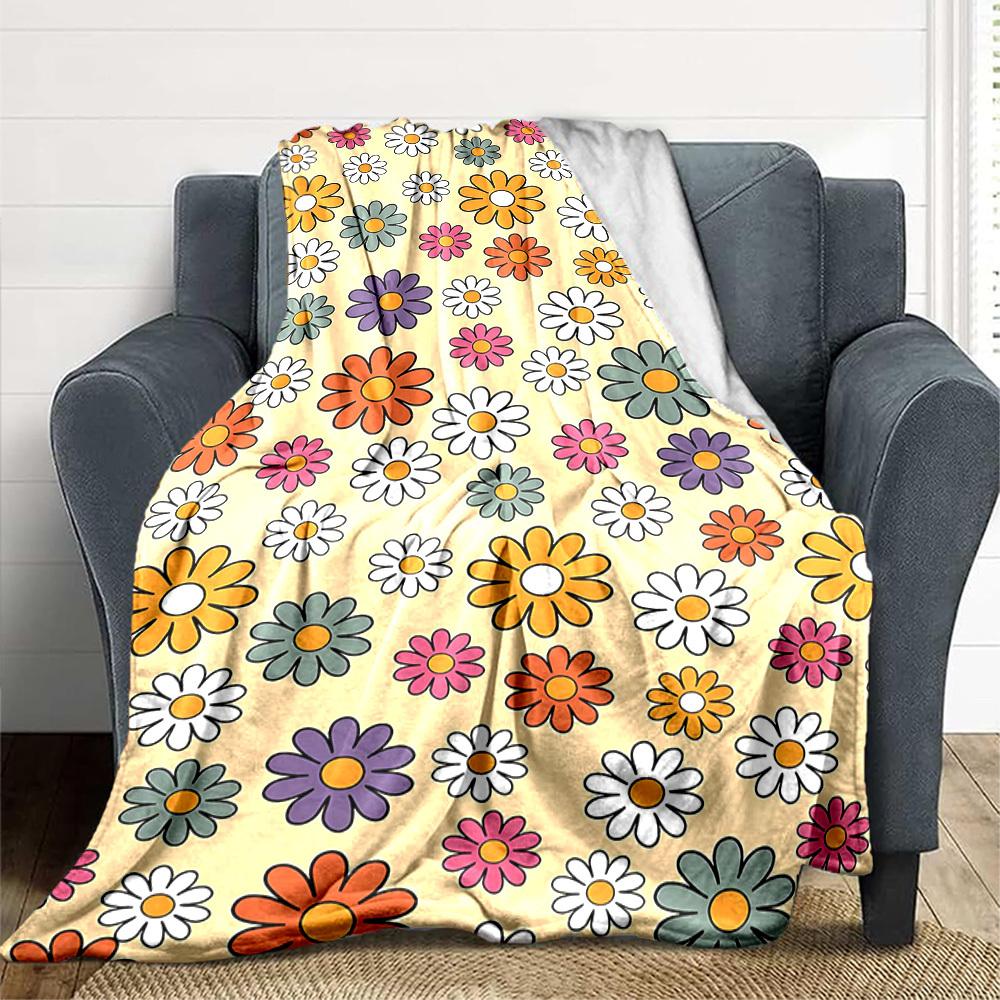 1pc Flower Pattern Lightweight Flannel Blanket, Comfortable and Warm Blanket, for Office and Camping Sofa Bed, Livingroom099