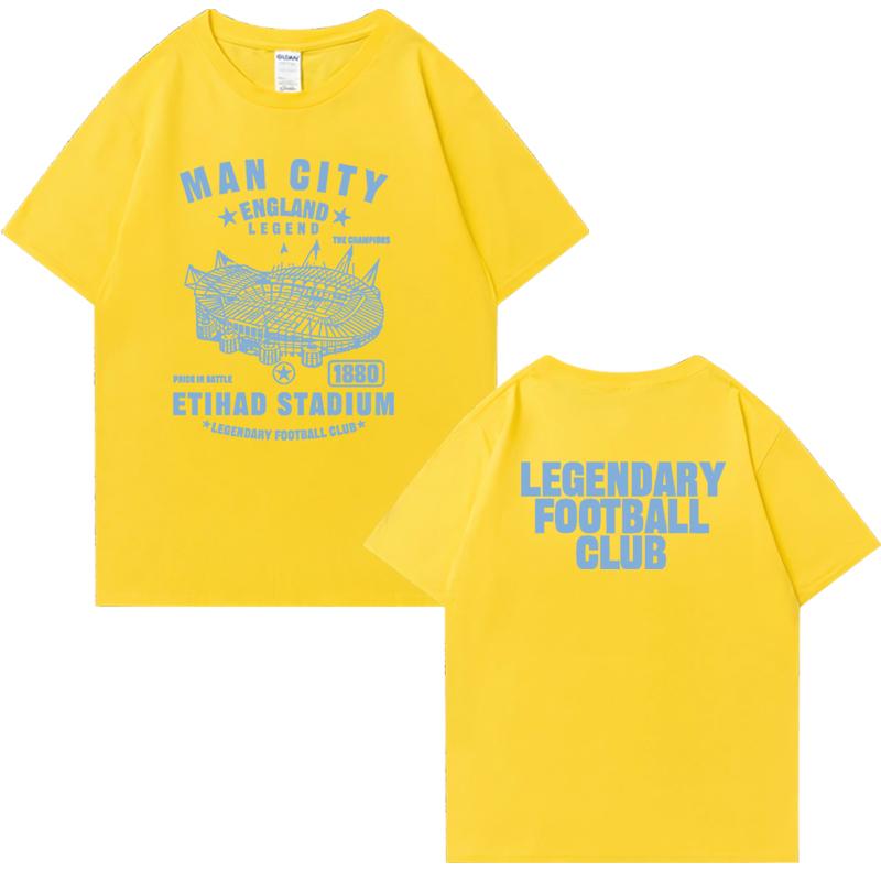 

2025 Манчестер СИТИ 100% Хлопок Мужская Женская Футболка Оверсайз Летний Топ Повседневные футболки с коротким рукавом Унисекс Одежда с круглым вырезом 4XL
