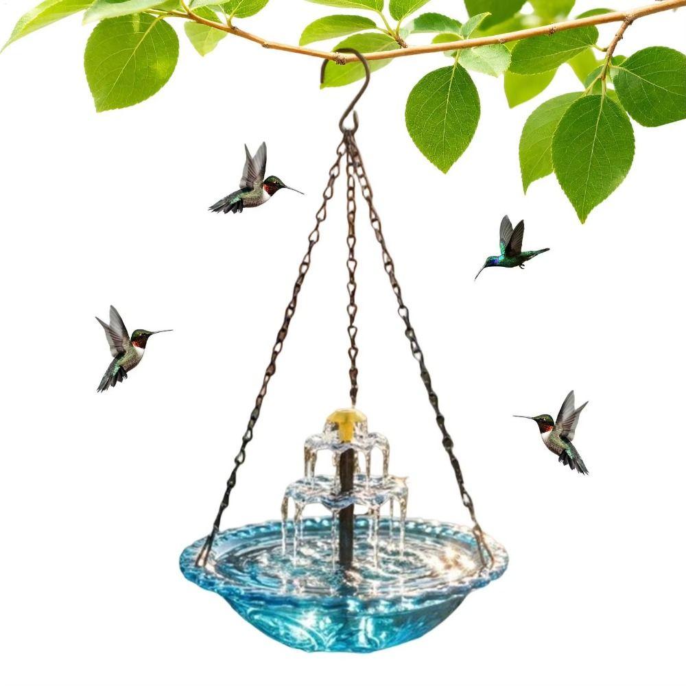Creative Solar Bird Bath Floating Water Feature Hummingbird Bathing Bowl  Home Garden