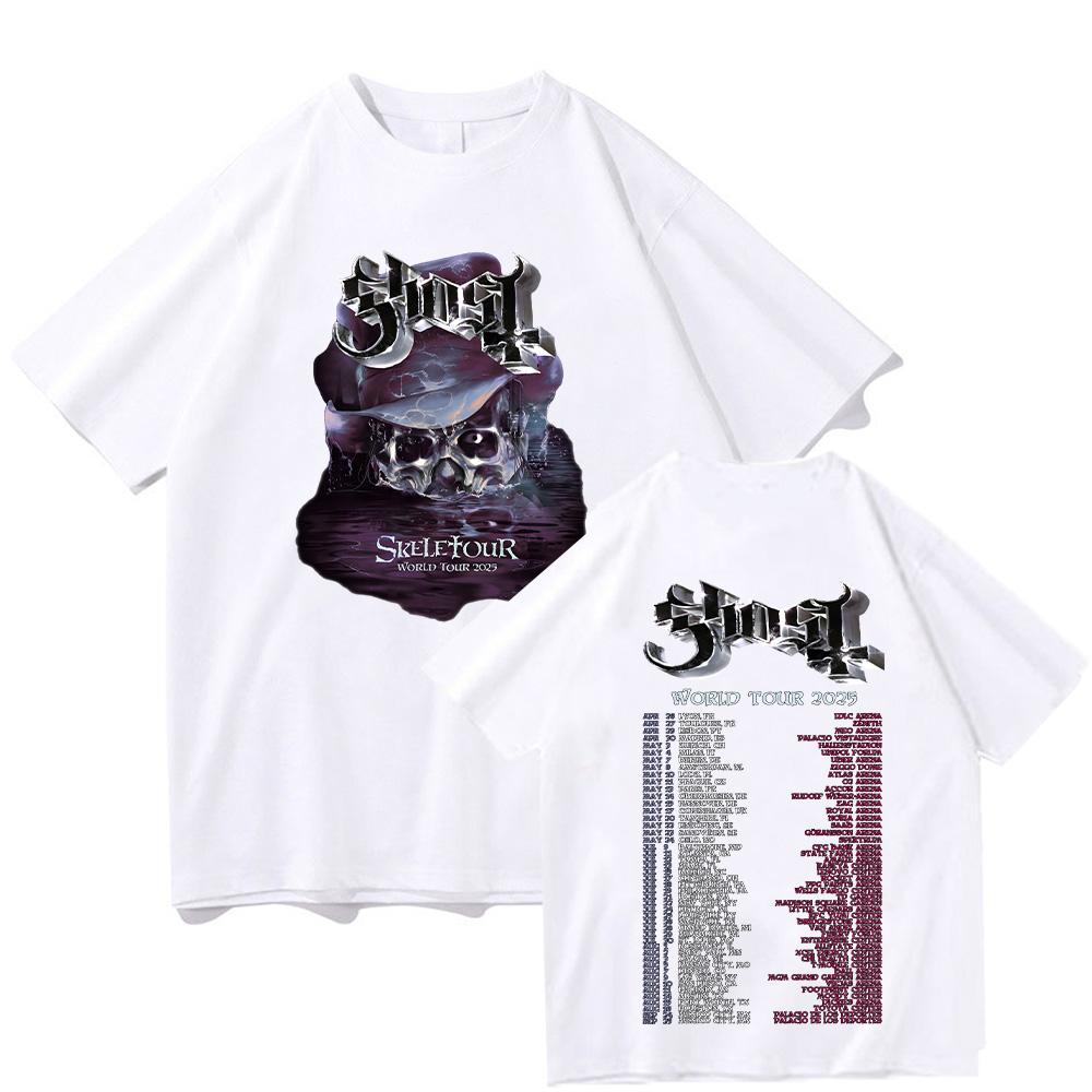 Ghost Band World Tour Nová trička Vintage oboustranné bavlněné tričko Gothic Rock Tees Letní móda Unisex ležérní oblečení Topy