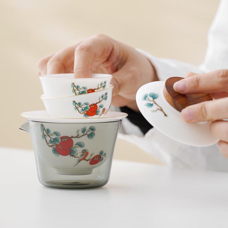Mutton Fat Jade Ceramic Portable Travel Tea Set
