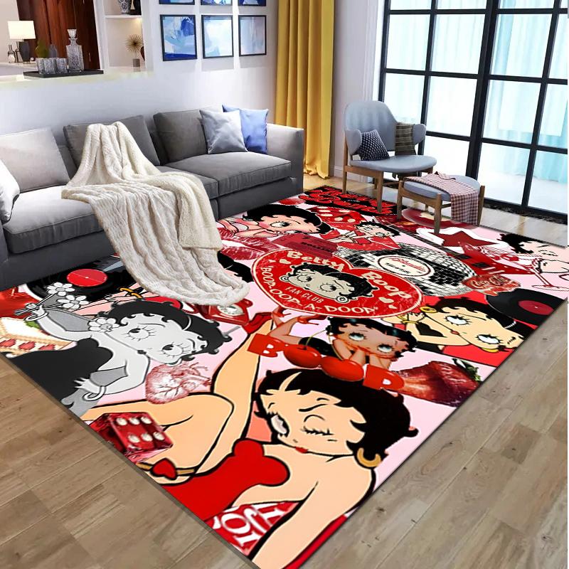 Betty Boop Pattern Rug, Indoor/Outdoor Mat, for Picnic, Gameroom, Bedroom, Office, Living Room, Home Decor Carpet, Birthday Gift