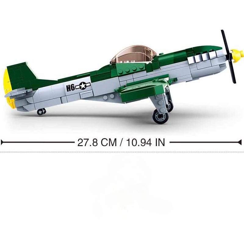 323PCS 0857 WW2 P51D Fighter Building Blocks Airplane Landing DO-IT-YOURSELF Bricks Plaything Gift for Children Boys