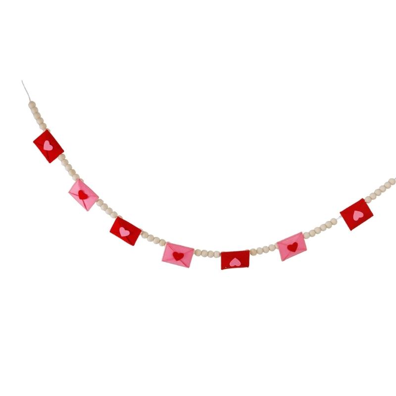 Wooden Beaded Felt Fabric Envelope Bunting Hanging Decoration For Wedding Valentine's Day Birthday Festival Celebration