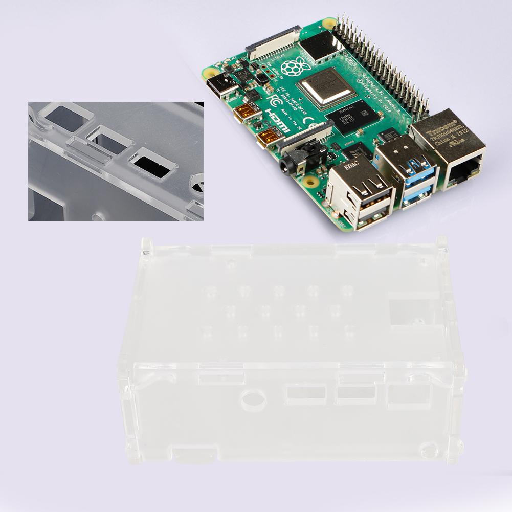 Acrylic Case with 5V Cooling Fan 3 Heatsinks Camera Bracket Mounting Hole for Raspberry Pi 4B