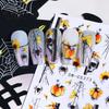 Waterproof Nail Art Women Stickers for Autumn Halloween, Pumpkin Spider Web Skull Flame Supplies Manicure Decal, DIY Holiday Party Decal