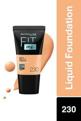 Maybelline New York Likit Fondöten, Mat & Gözeneksiz, Tam Kapatıcılık, Karıştırılabilir, Normalden Yağlıya Cilt, Fit Me, 230 Natural Buff, 18ml