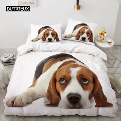 Cute Dog Duvet Cover Quilt for Home Animal Dog White Quilt Cover Dog Lover Gift Cure Pet for Women Men Children Bedroom Decor