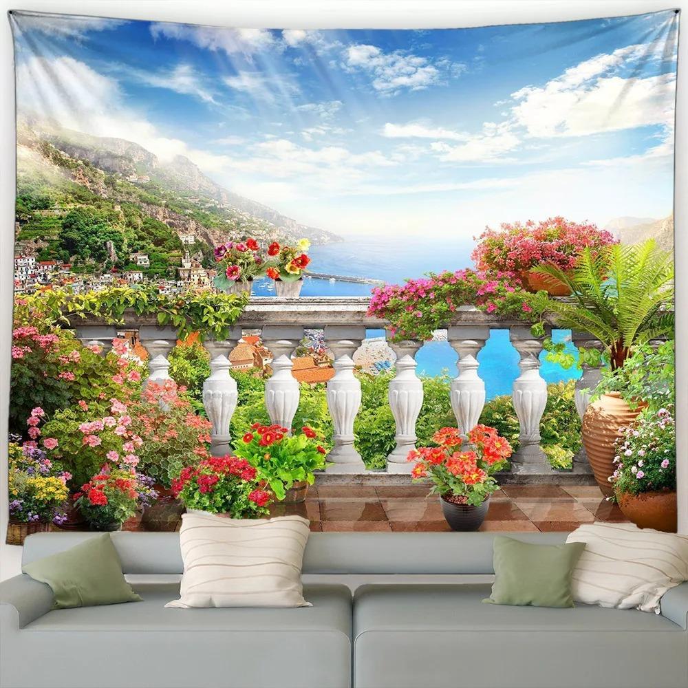 

Садовый пейзаж розовый гобелен с вишневым цветом гобелен для спальни, гостиной, украшение для дома, стены, гобелен 230x180cm