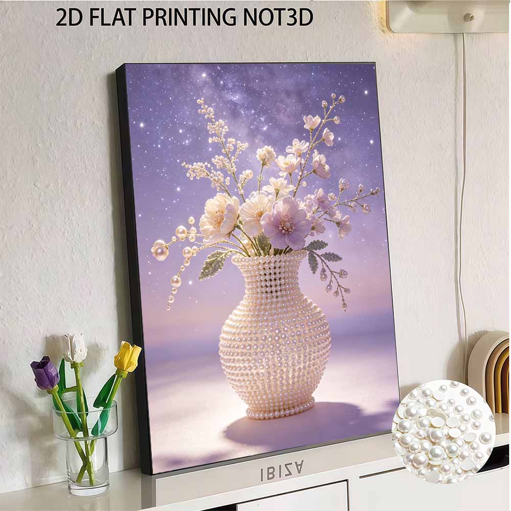 Handmade Pearl Painting Kit Elegant Flowers DIY Frameless 3D Bead Art Canvas Creative Leisure Home Decoration Gift