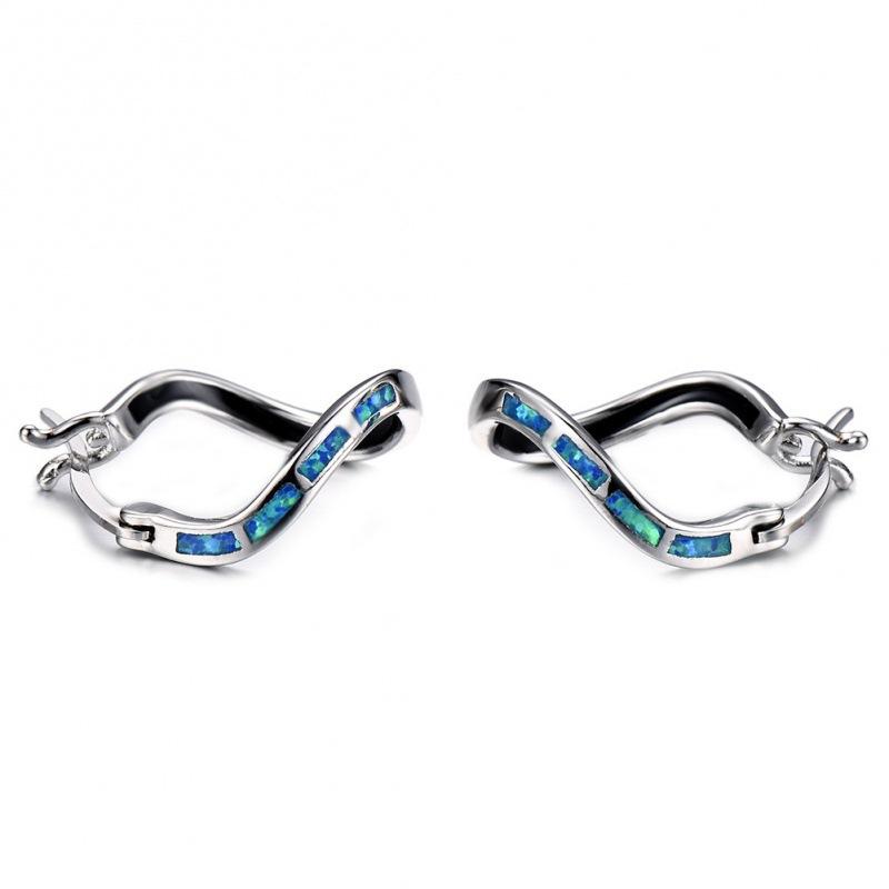 

Simple Blue Opal Wave Ear Buckle Women s Personality Versatile Temperament Earrings синий