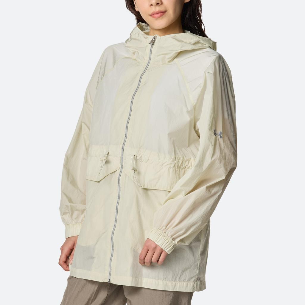 Under Armour Crinkle Woven Loose Comfortable Casual Versatile Jacket Women Jacket Mink-White Gray 6005994-273