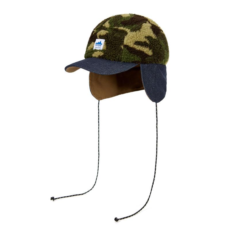 Women's Autumn and Winter New Outdoor Trendy Brand Camouflage Splicing Cap Thermal Ear Protection Flying Cap Men