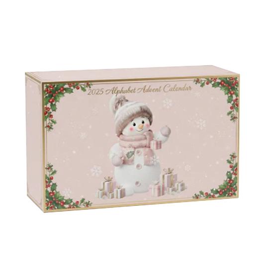 Yousheng Alphabet Snowman Advent Calendar 2025 26 Days Pink Acrylic Christmas Countdown Ornaments with Letters A to Z Cute Hanging Decor for Tree