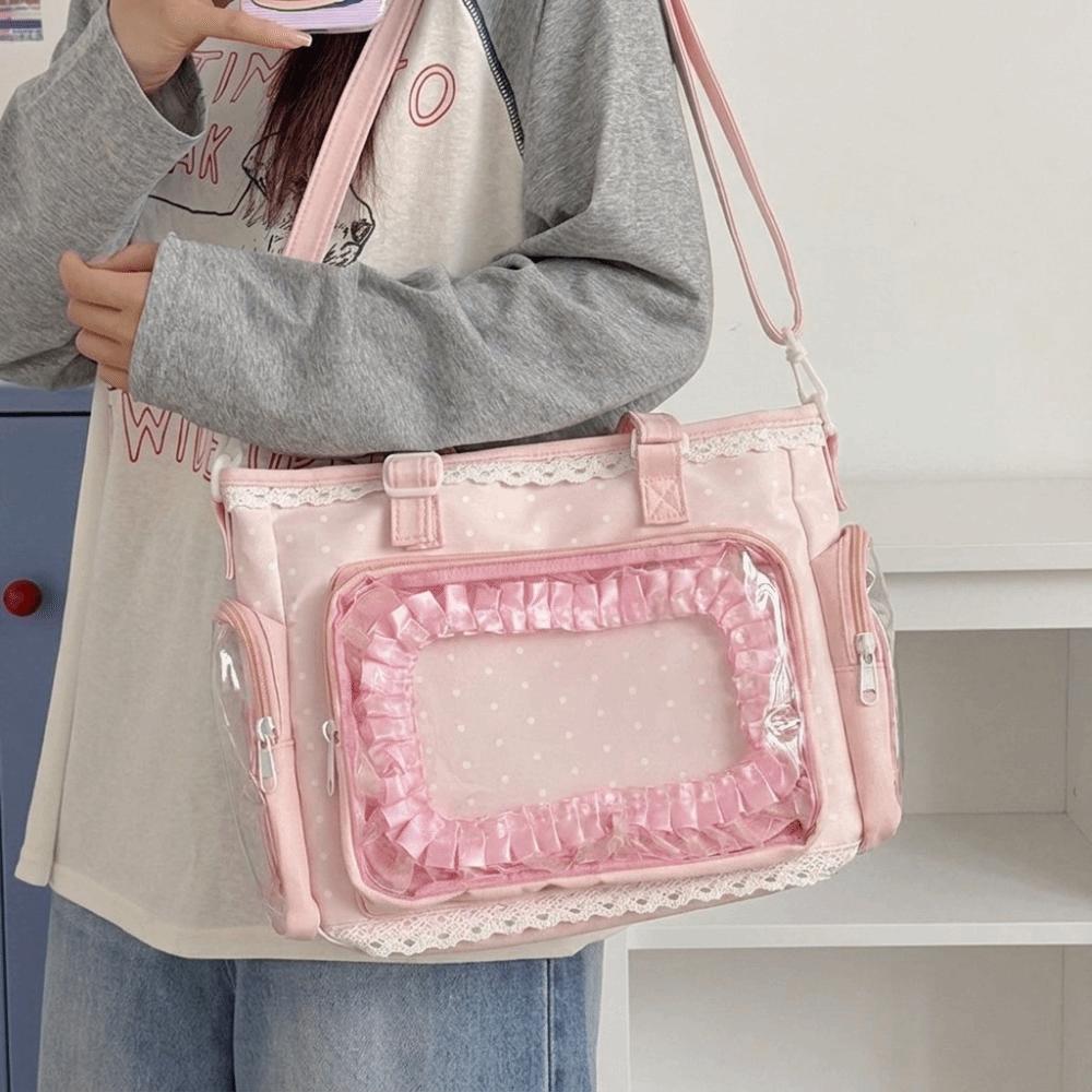 Ballet Style Lolita Crossbody Bag Polka Dot Anime Shoulder Bag Cute Transparent Itabag Parties