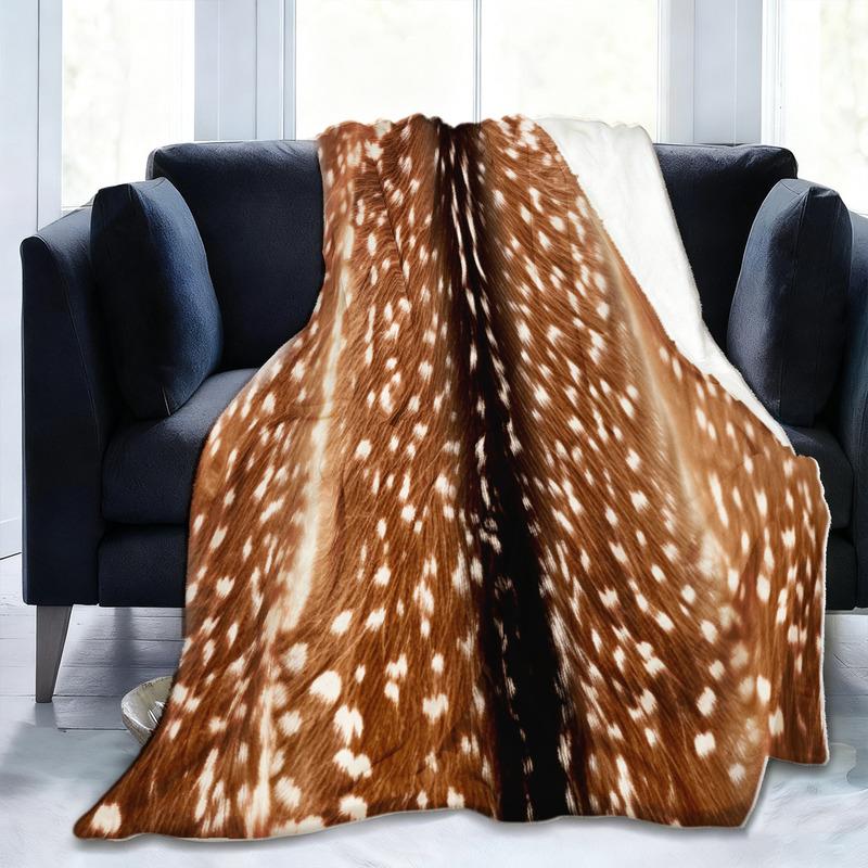 Motivo Artistico con Renne e Paesaggio Forestale Coperta Decorativa da Lancio per Divano, Letto, Soggiorno e Arredamento per la Casa