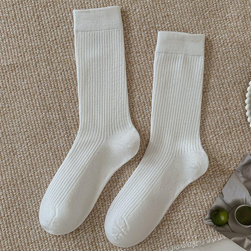 

Женские осенние однотонные универсальные носки средней длины из дышащей шерсти без косточек 1 pair белый