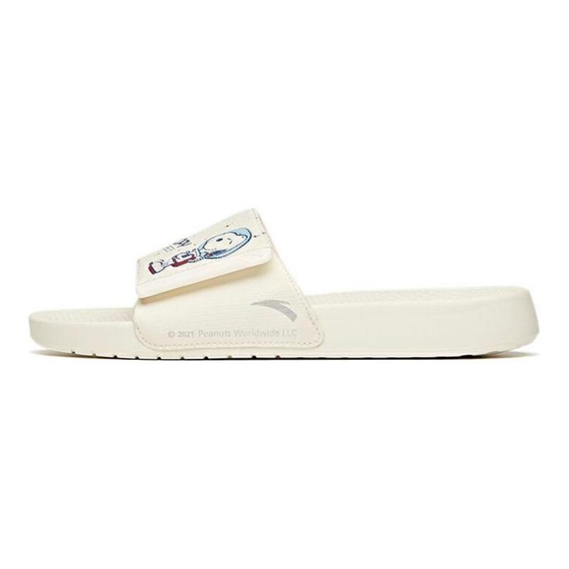 SNOOPY x Anta Life Collection Wear-Resistant Non-Slip Quiet Slide Slippers Men s White Blue 912126993-3 41