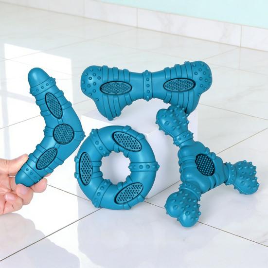 Dog Teething Toy with Cowhide Scent Natural Chew Attraction Bite-Resistant Silicone Oral Care Dog Toy for Small Medium Dogs