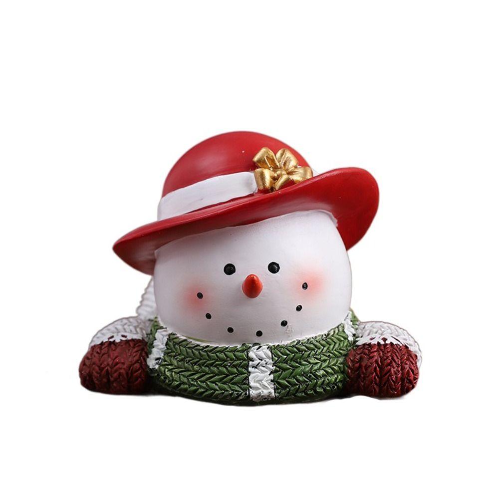 Resin Christmas Statues Cartoon Snowman Ornament Home Interior Snowman Figurines  Holiday