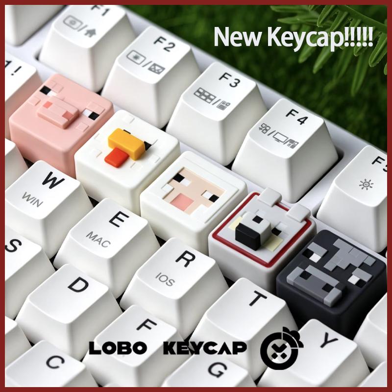Cartoon Square Shape My World Series Pixel Style Multiple Styles Keycap Keyboard Decoration Resin Material Custom Edition Gifts
