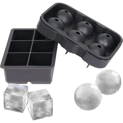 1 or 2 Pcs Ice Cube Trays Silicone Sphere Whiskey Ice Ball Maker with Lids Large Square Ice Cube Molds for Cocktails Bourbon