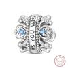 Design 925 Silver Heart Claw Print Bee Conch Text Shining Zircon Fixed 3mm Charms Beads DIY Jewelry Making