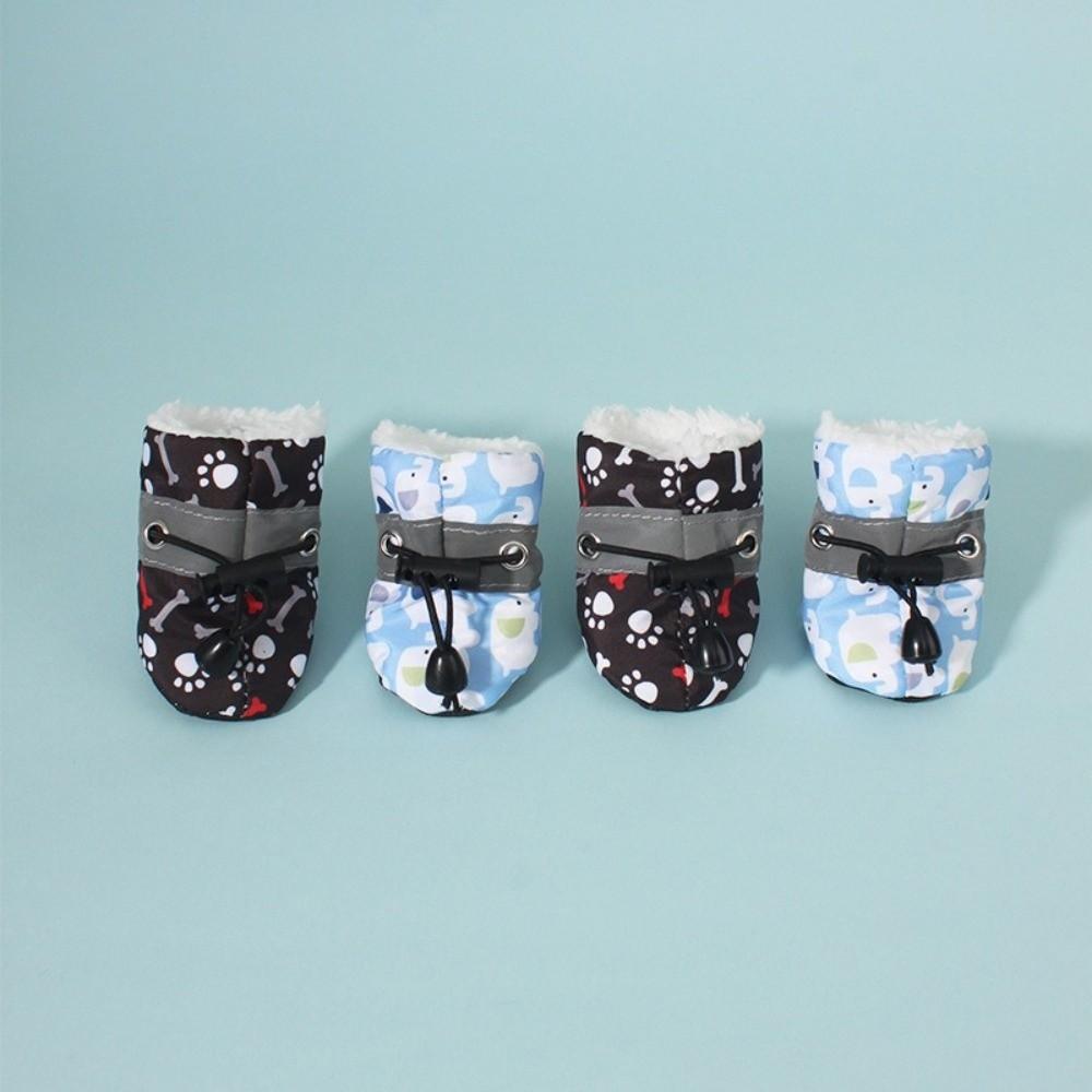 4Pcs Anti-slip Pet Shoes Plush Pet Snow Boots Fashion Winter Dog Shoes for Small Medium Dog