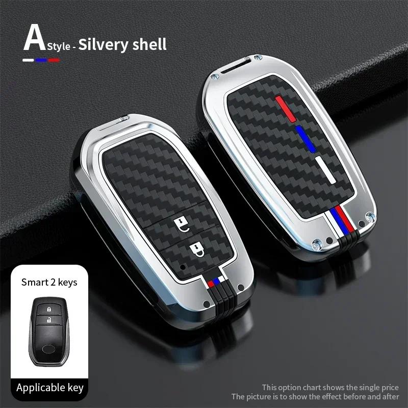Alloy+Carbon Fider Car Key Case Holder Chain Toyota Alphard VELLFIRE 2012 PREVIA 2019 2020 2021 Car Interior Accessories