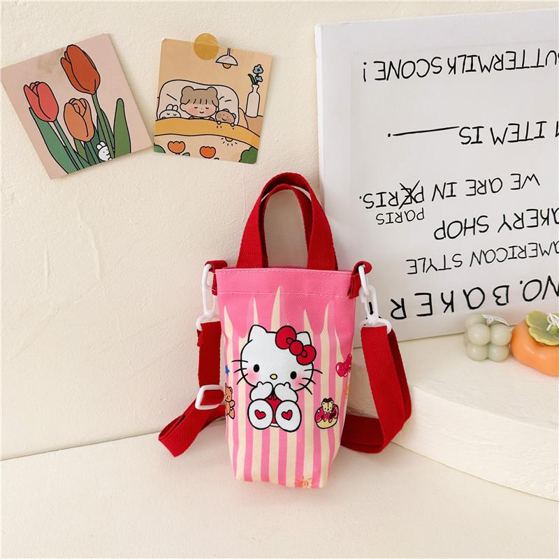 Fashion new children's bag cute girl large capacity water cup canvas bag baby shoulder messenger bag