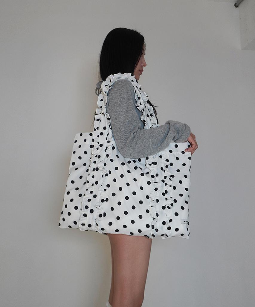 Kimimi Big Frill Dot Shoulder Bag White