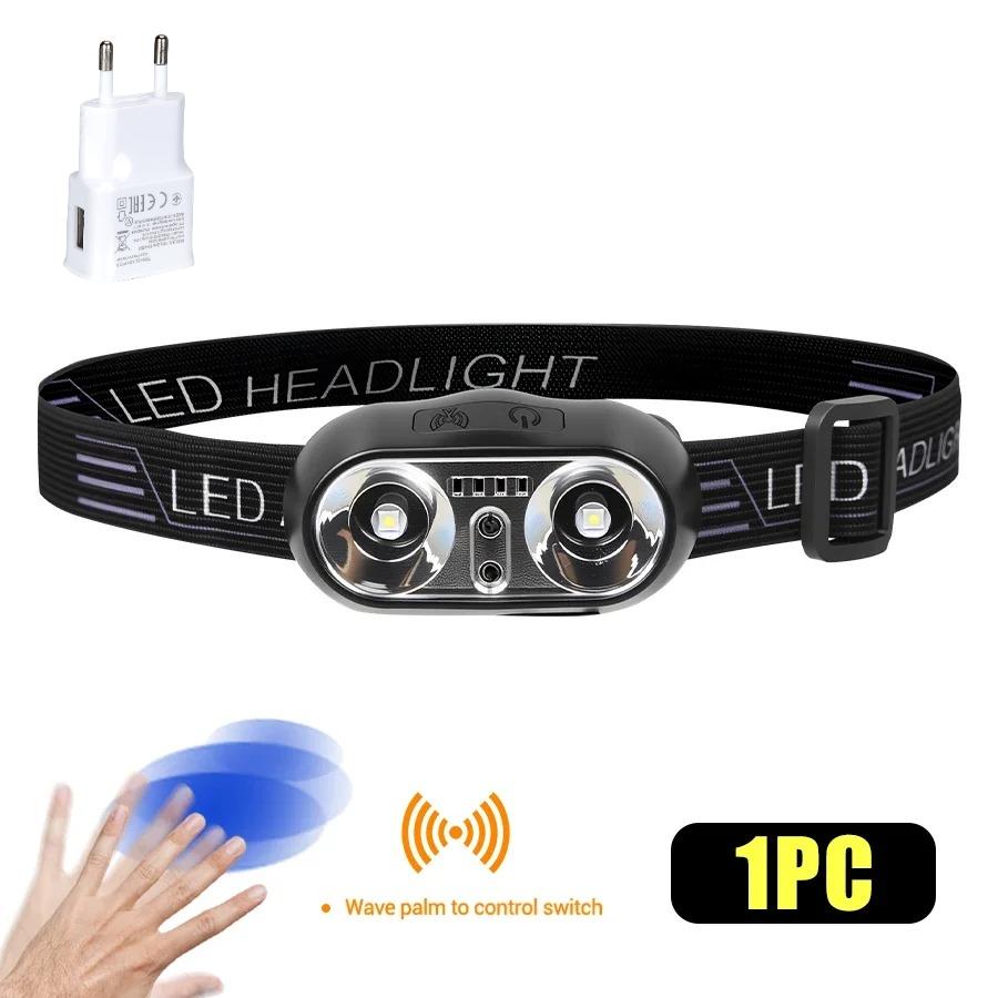 Induction LED Headlamps Mini USB Charging Headlight Camping Flashlight Led Head-Mounted Strong Light Fishing Portable Torch Lamp