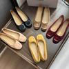 2025 Autumn New Temperament Round Head Square Buckle Shallow Mouth Suede Commuting Versatile Flat Sole Shoes Women's Spring and Autumn