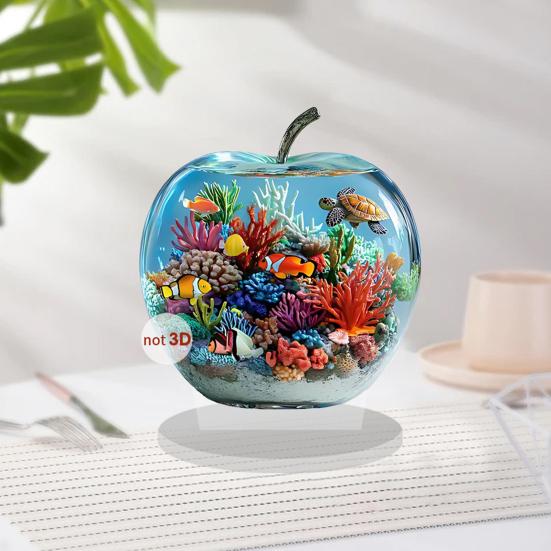 Yousheng 2D Flache Acryl-Äpfel Fantasiewelten in Äpfeln Ornament Desktop-Dekoration Äpfel für Wohnzimmer Schlafzimmer Regal Schrank Deko