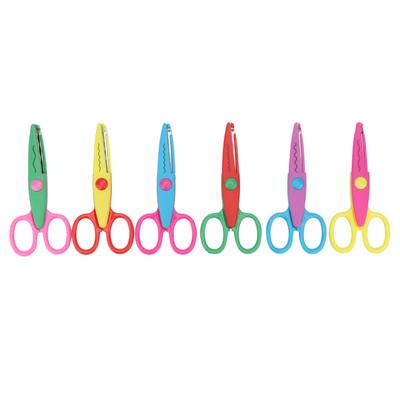 6 Pcs Colorful Plastic Kids Album Hand Safety Paper Decor Edge Cutting Scissors DIY Tool