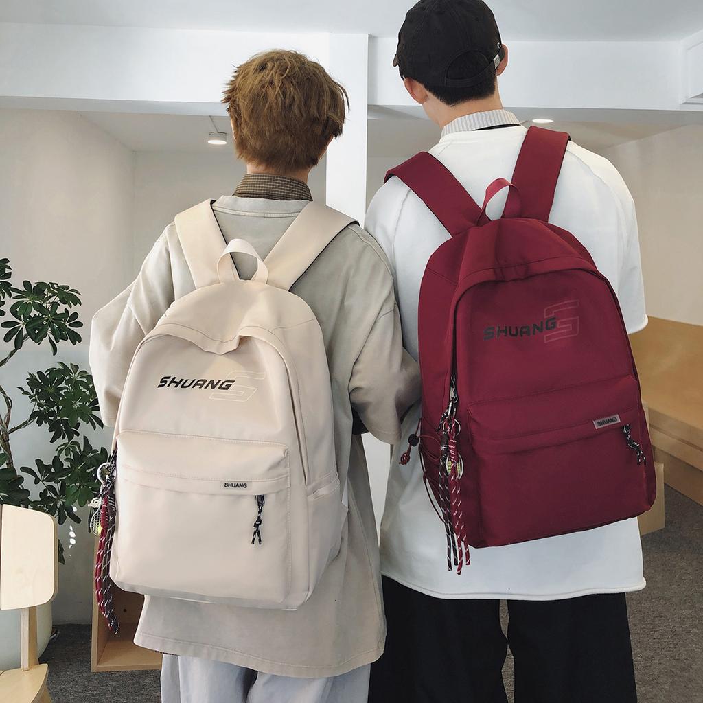 Schoolbag New Korean Version Simple Letter Backpack, Primary and Secondary School Schoolbag, Large Capacity and Light Men's and Women's Travel