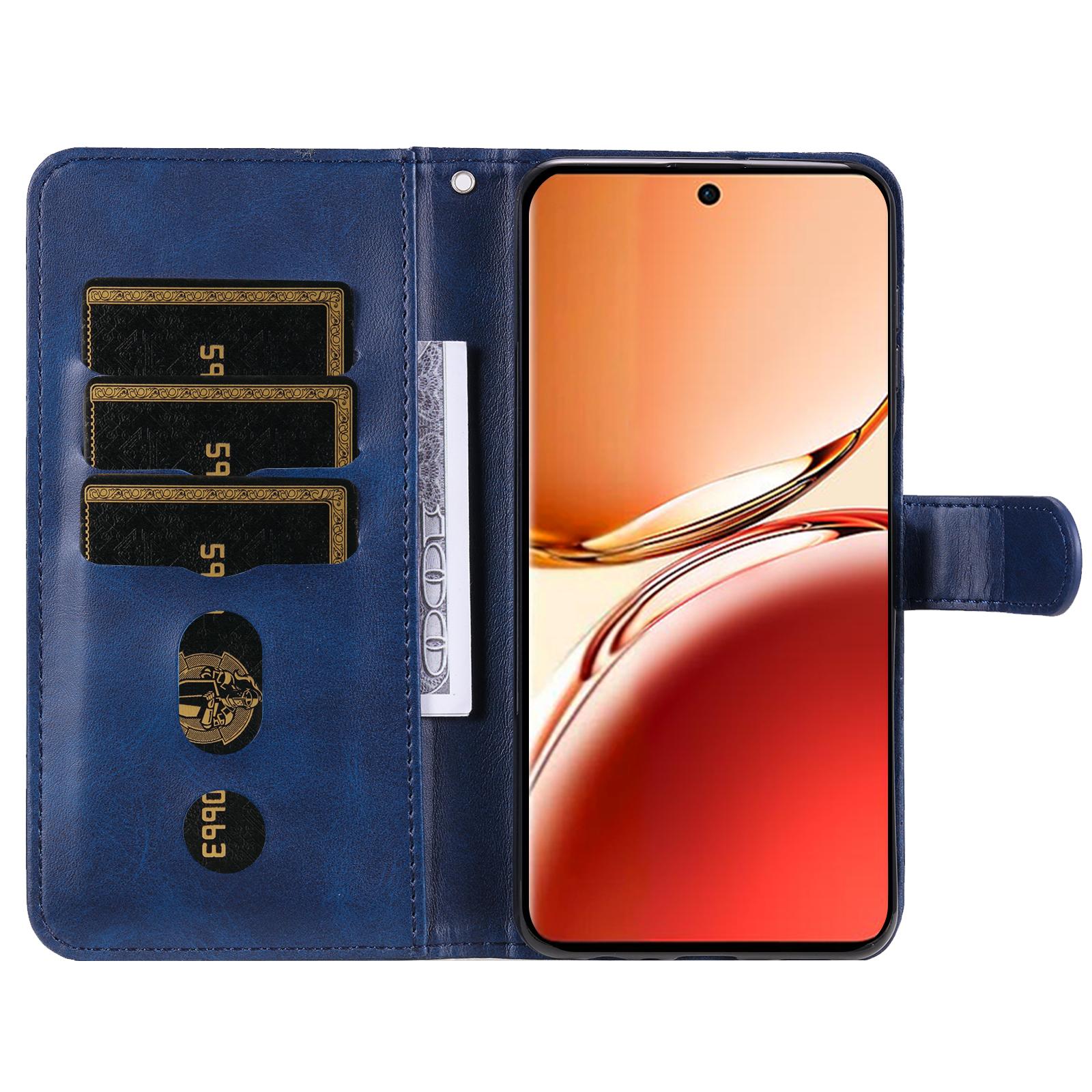 

For Oppo Reno12 F 5G Case PU Leather Zipper Wallet Protective Phone Cover Blue