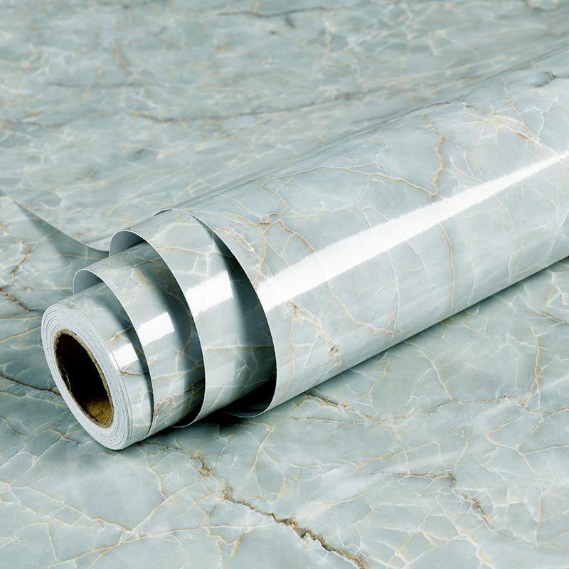 Waterproof & Oil-Proof Marble-Look PVC Kitchen Wallpaper