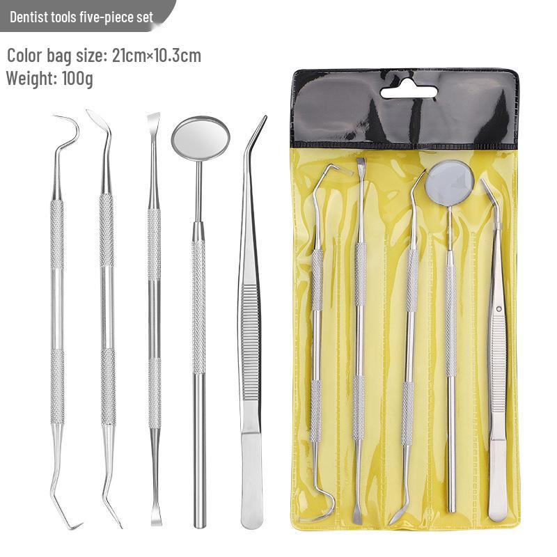 Stainless Steel Dental Tool Set - Mouth Mirror & Tartar Cleaning Care Tools