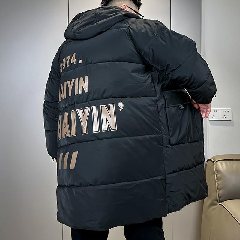 Nadměrná velikost 4XL-10XL Módní pánské dlouhé parky Zimní nadměrné svrchní oblečení S kapucí Ležérní Volné Silné Teplé Zimní kabát
