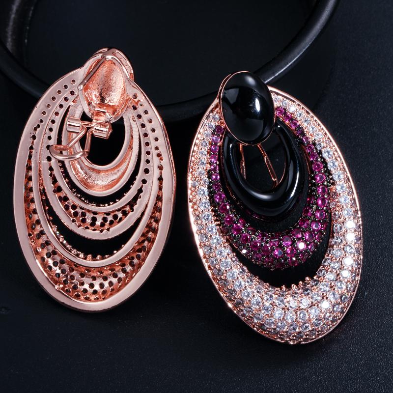 CMM Luxury Tiny Cubic Zirconia Black Rose Gold ColorDrop Earrings