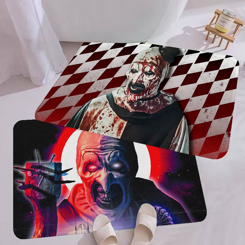 Horror T-Terrifier Film Eingangstür Matte Waschbar Rutschfest Wohnzimmer Sofa Stühle Bereich Matte Küche Willkommen Fußmatte
