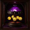 xiaobudian Ghost Carousel Light, Halloween Night Gothic Stained Glass Shade with Floating Ghosts/Pumpkins, Spooky Table Lamp for Bedroom Home