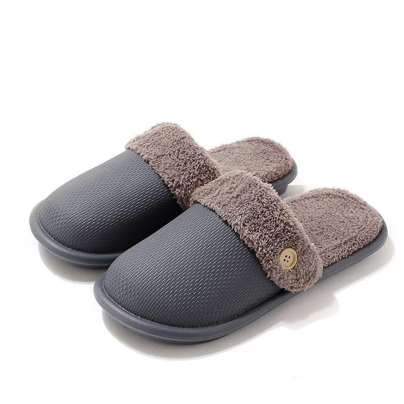 Winter cotton slippers can be disassembled and washed men's and women's shoes are warm couple's home added with plush slippers