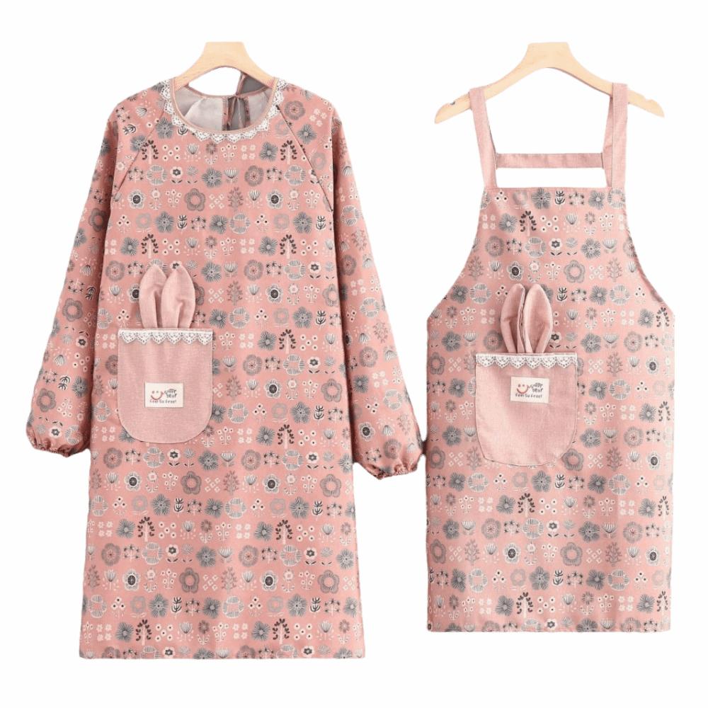 2Pcs Breathable Kitchen Cooking Apron Canvas Cleaning Apron Suspender Work Dress  BBQ