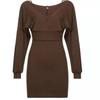 Women's French Velvet Camisole Dress & Long Sleeve T-shirt Set - Slim Fit, Solid Color
