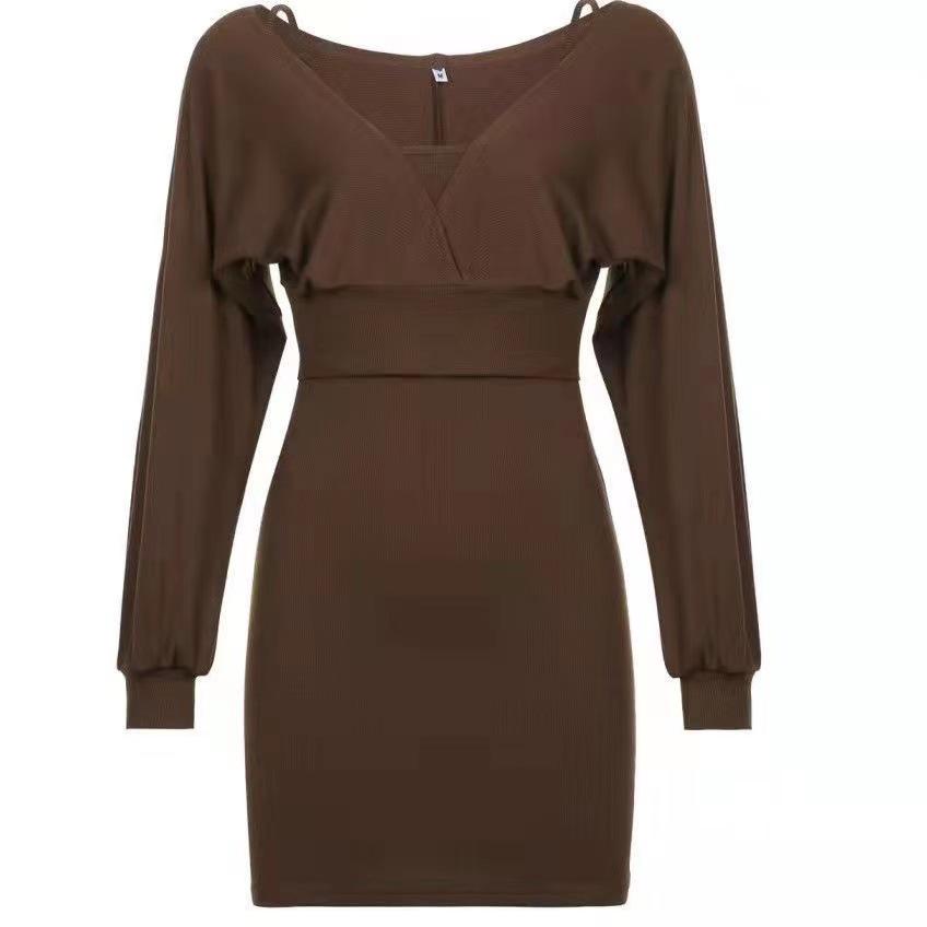 Women's French Velvet Camisole Dress & Long Sleeve T-shirt Set - Slim Fit, Solid Color
